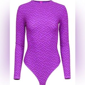 FRNDI MONOGRAM MOCK NECK L/S BODYSUIT SZ 3X